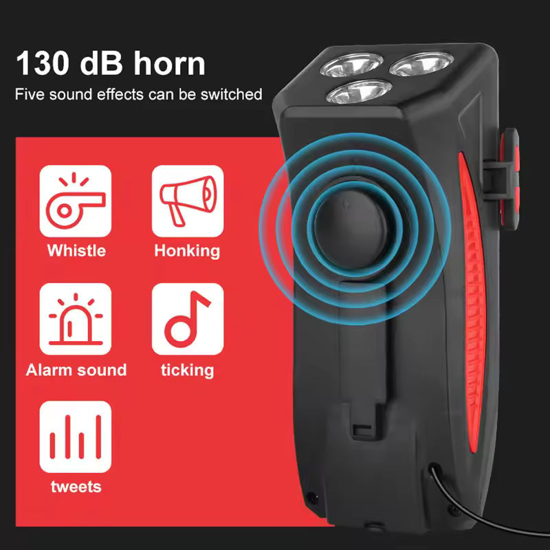 Multi-Function 4 in 1 Bicycle Light Flashlight Bike Horn Alarm Bell Phone Holder Power Bank Bike Accessories Cycling Front Light