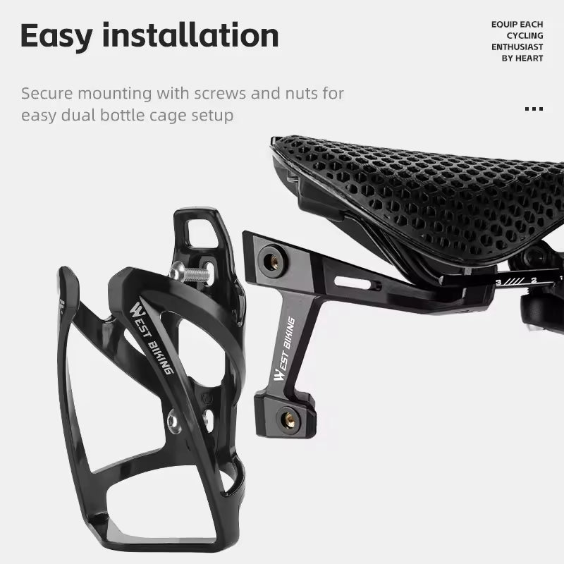 WEST BIKING Bicycle Water Bottle Cage Extension Mount for Bike Saddle Single/Double Bottles Holder Bicycle Modification Parts