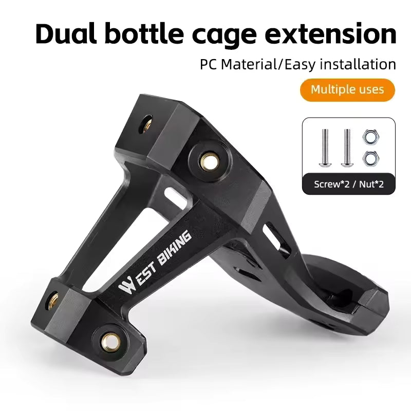 WEST BIKING Bicycle Water Bottle Cage Extension Mount for Bike Saddle Single/Double Bottles Holder Bicycle Modification Parts