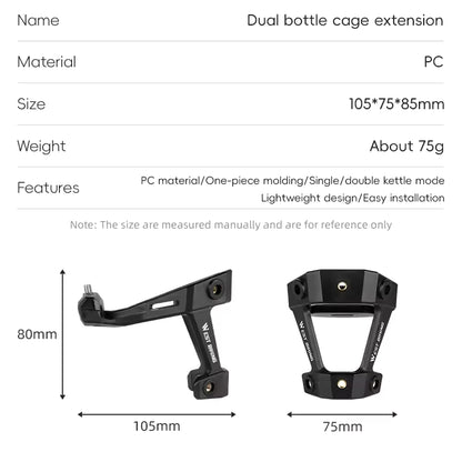WEST BIKING Bicycle Water Bottle Cage Extension Mount for Bike Saddle Single/Double Bottles Holder Bicycle Modification Parts